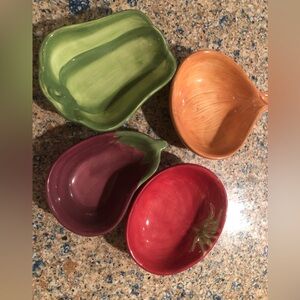 4 Dansk Ratatouille Vegetable Dipping Bowls Dishes Tomato Onion Green Pepper Set